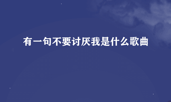 有一句不要讨厌我是什么歌曲