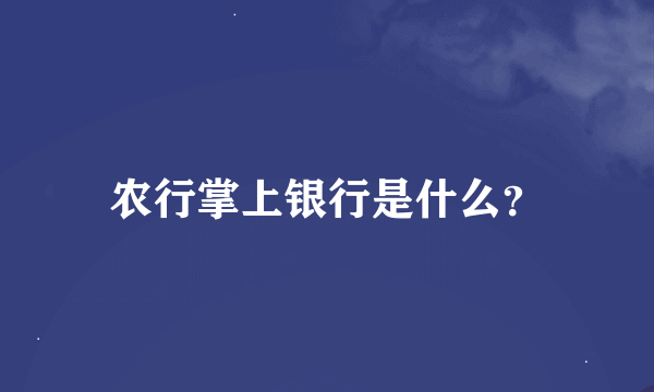 农行掌上银行是什么？