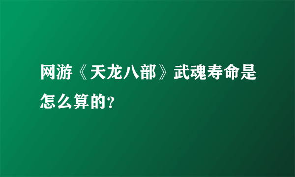 网游《天龙八部》武魂寿命是怎么算的？