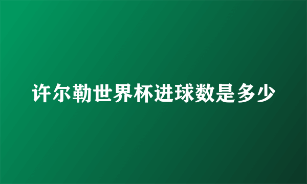 许尔勒世界杯进球数是多少
