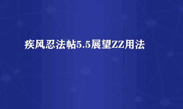 疾风忍法帖5.5展望ZZ用法
