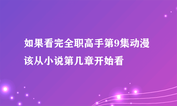 如果看完全职高手第9集动漫 该从小说第几章开始看