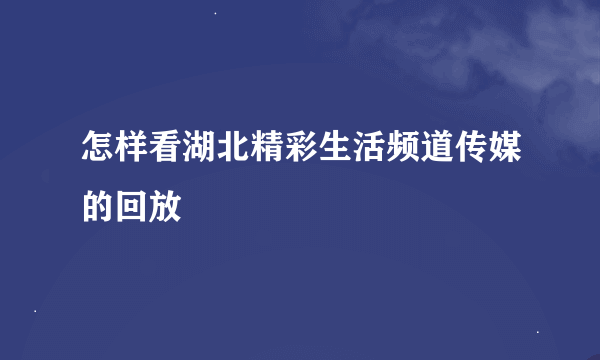 怎样看湖北精彩生活频道传媒的回放