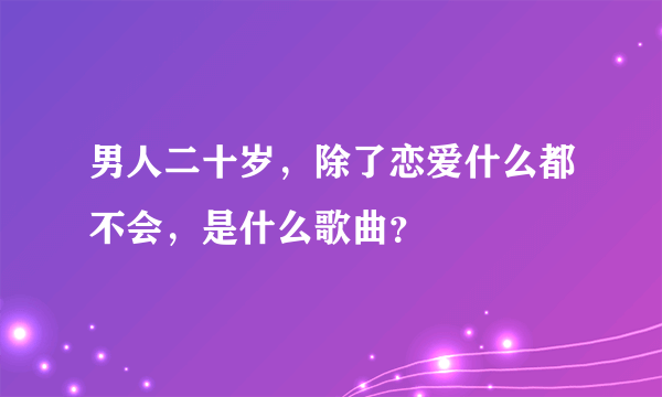 男人二十岁，除了恋爱什么都不会，是什么歌曲？