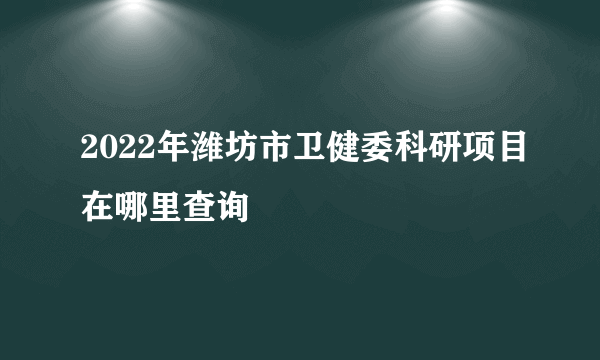 2022年潍坊市卫健委科研项目在哪里查询