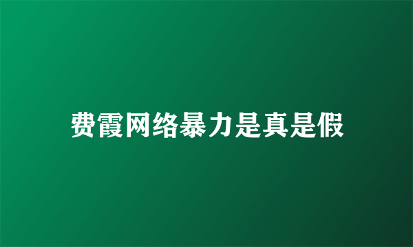 费霞网络暴力是真是假