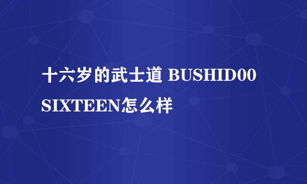 十六岁的武士道 BUSHID00 SIXTEEN怎么样