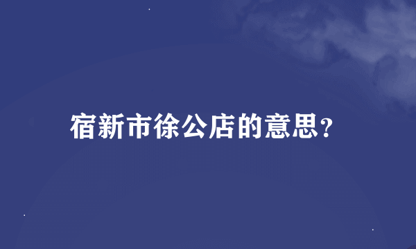 宿新市徐公店的意思？