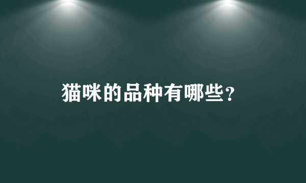 猫咪的品种有哪些？