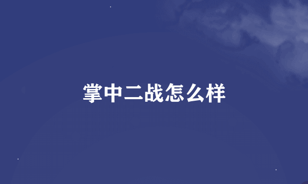 掌中二战怎么样