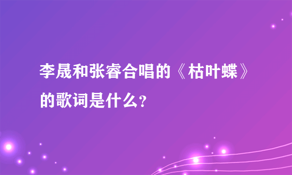 李晟和张睿合唱的《枯叶蝶》的歌词是什么？