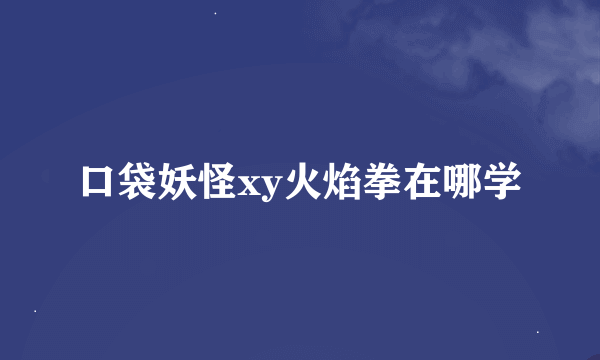 口袋妖怪xy火焰拳在哪学