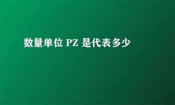 数量单位 PZ 是代表多少