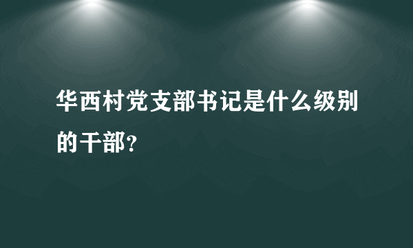 华西村党支部书记是什么级别的干部？