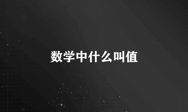 数学中什么叫值