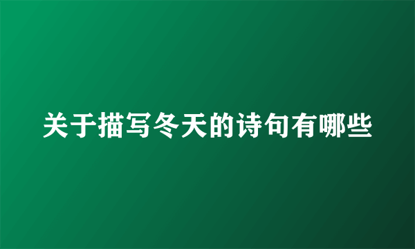 关于描写冬天的诗句有哪些