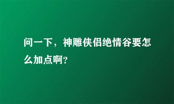 问一下，神雕侠侣绝情谷要怎么加点啊？