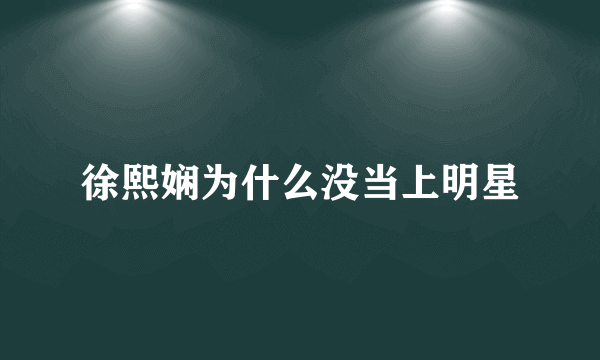 徐熙娴为什么没当上明星