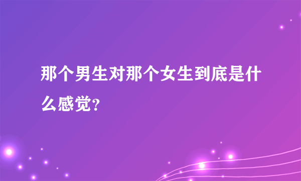 那个男生对那个女生到底是什么感觉？