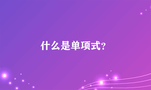 什么是单项式？