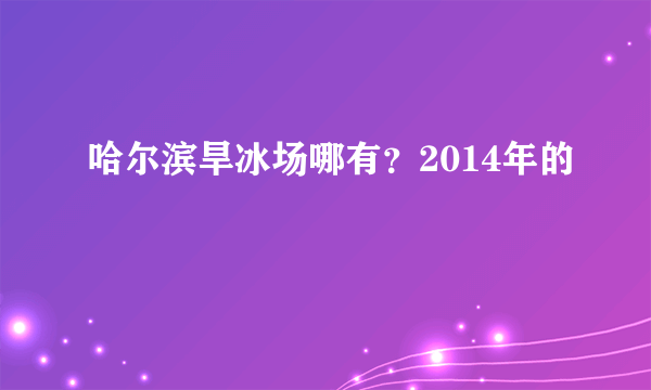 哈尔滨旱冰场哪有？2014年的