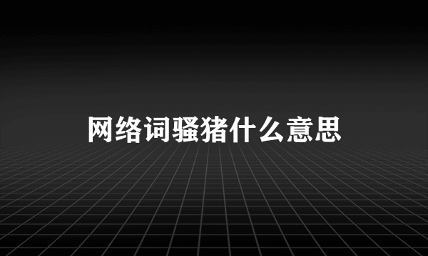网络词骚猪什么意思