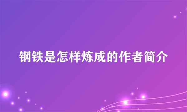 钢铁是怎样炼成的作者简介