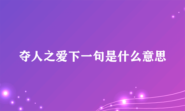 夺人之爱下一句是什么意思