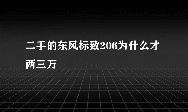 二手的东风标致206为什么才两三万