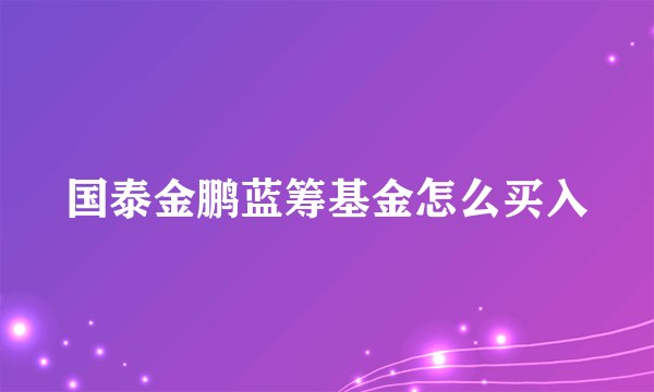 国泰金鹏蓝筹基金怎么买入
