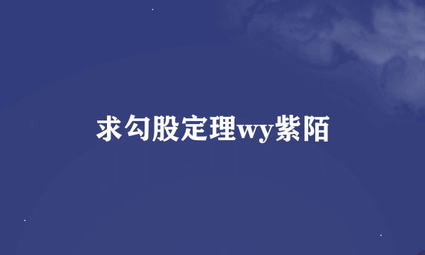 求勾股定理wy紫陌