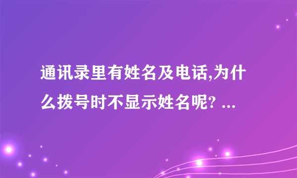 通讯录里有姓名及电话,为什么拨号时不显示姓名呢? 诺基亚E66论坛