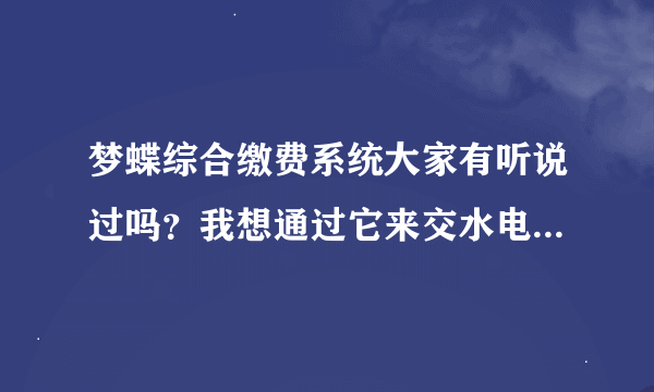 梦蝶综合缴费系统大家有听说过吗？我想通过它来交水电费，行不？