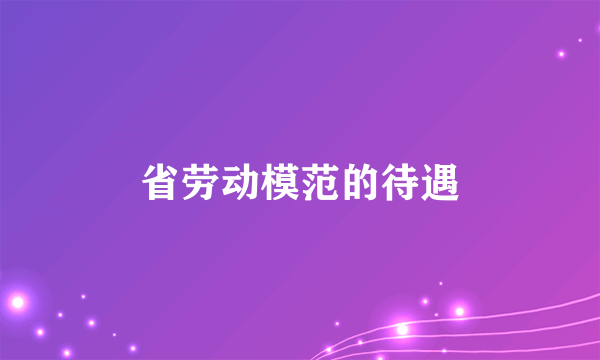 省劳动模范的待遇