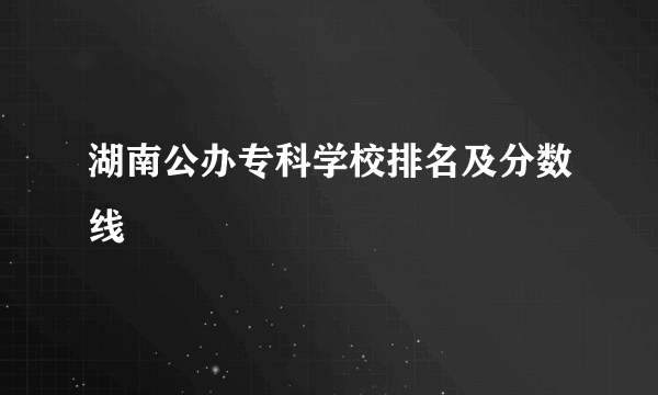 湖南公办专科学校排名及分数线