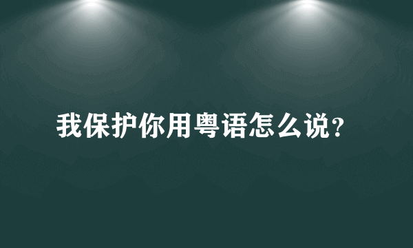 我保护你用粤语怎么说？