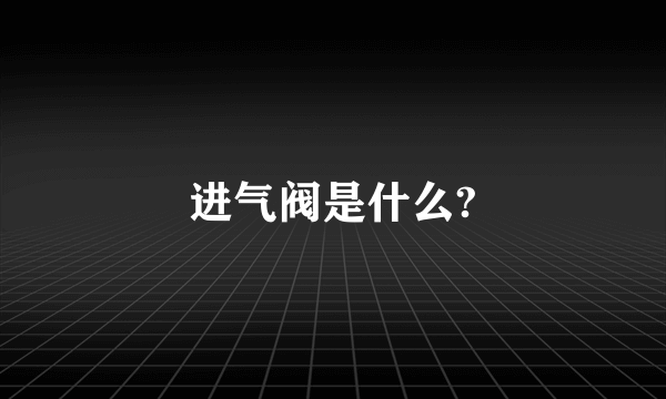 进气阀是什么?