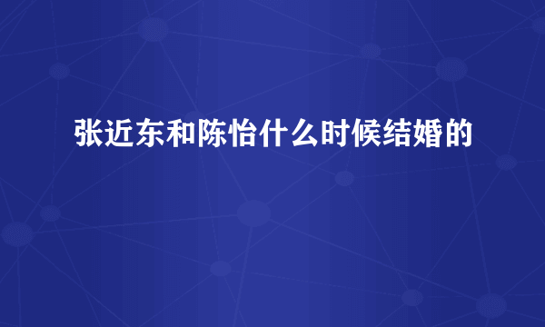 张近东和陈怡什么时候结婚的