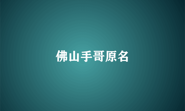 佛山手哥原名