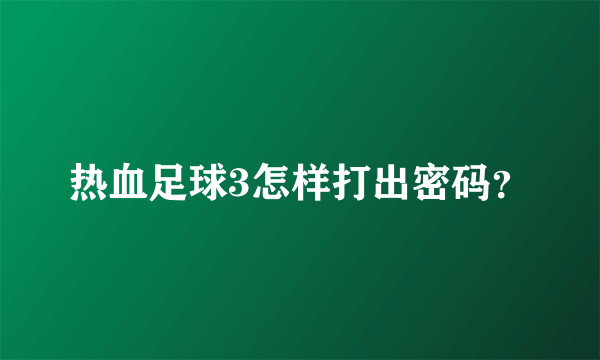 热血足球3怎样打出密码？