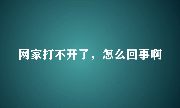 网家打不开了，怎么回事啊