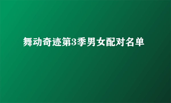 舞动奇迹第3季男女配对名单