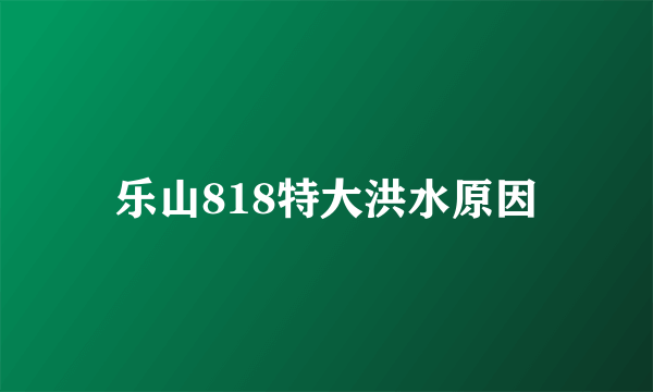 乐山818特大洪水原因