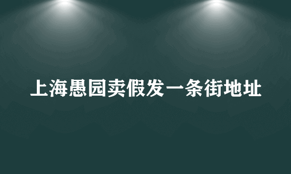 上海愚园卖假发一条街地址
