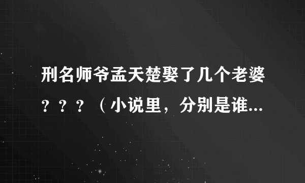 刑名师爷孟天楚娶了几个老婆？？？（小说里，分别是谁呀？？）