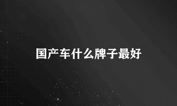 国产车什么牌子最好