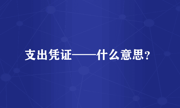 支出凭证——什么意思？
