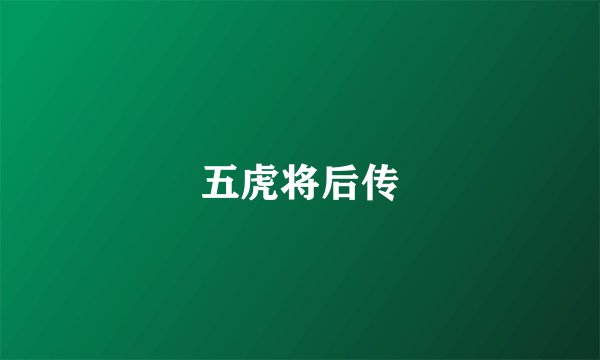 五虎将后传