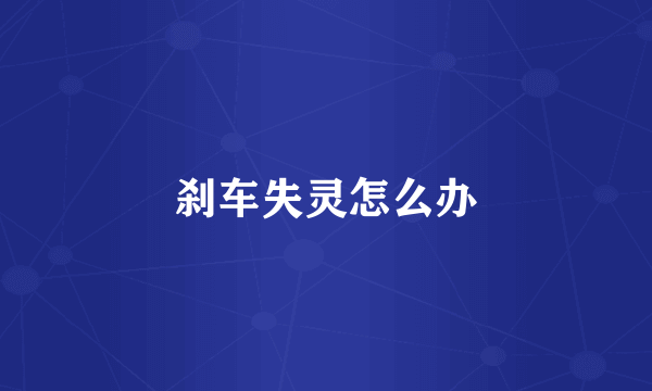 刹车失灵怎么办