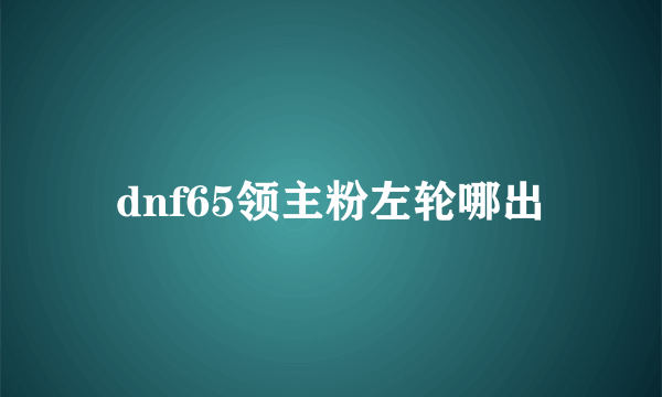 dnf65领主粉左轮哪出